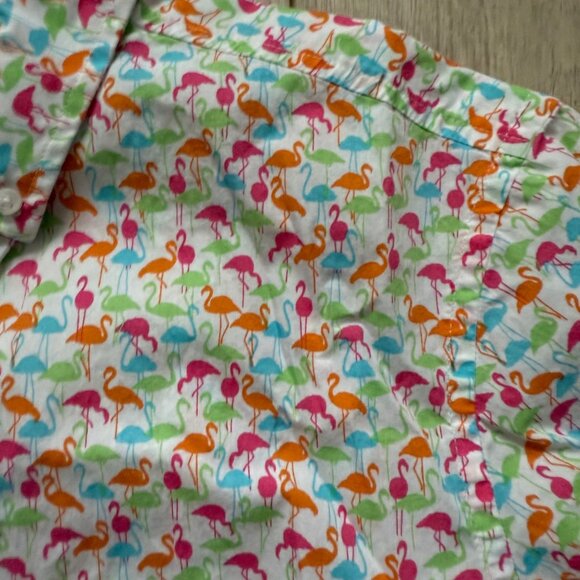 Club Room Short Sleeve Button-Up Flamingo Print Men's Shirt - Picture 6 of 7
